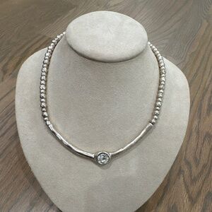 Serica rhodium necklace with crystal accent 18-22”